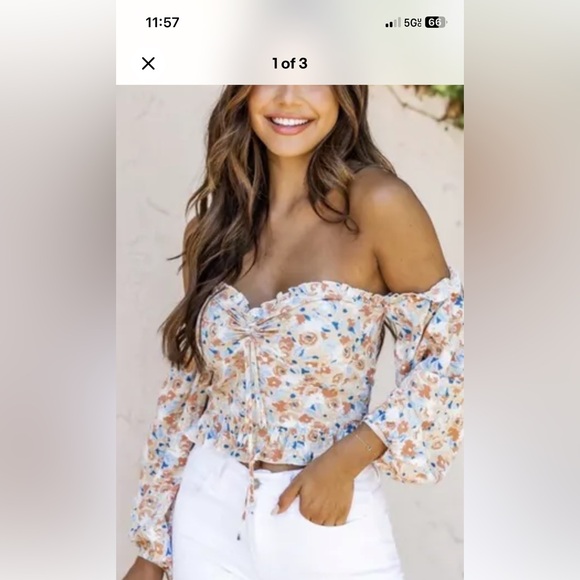 Floral Off-Shoulder Women's Top pink lily - Picture 1 of 3